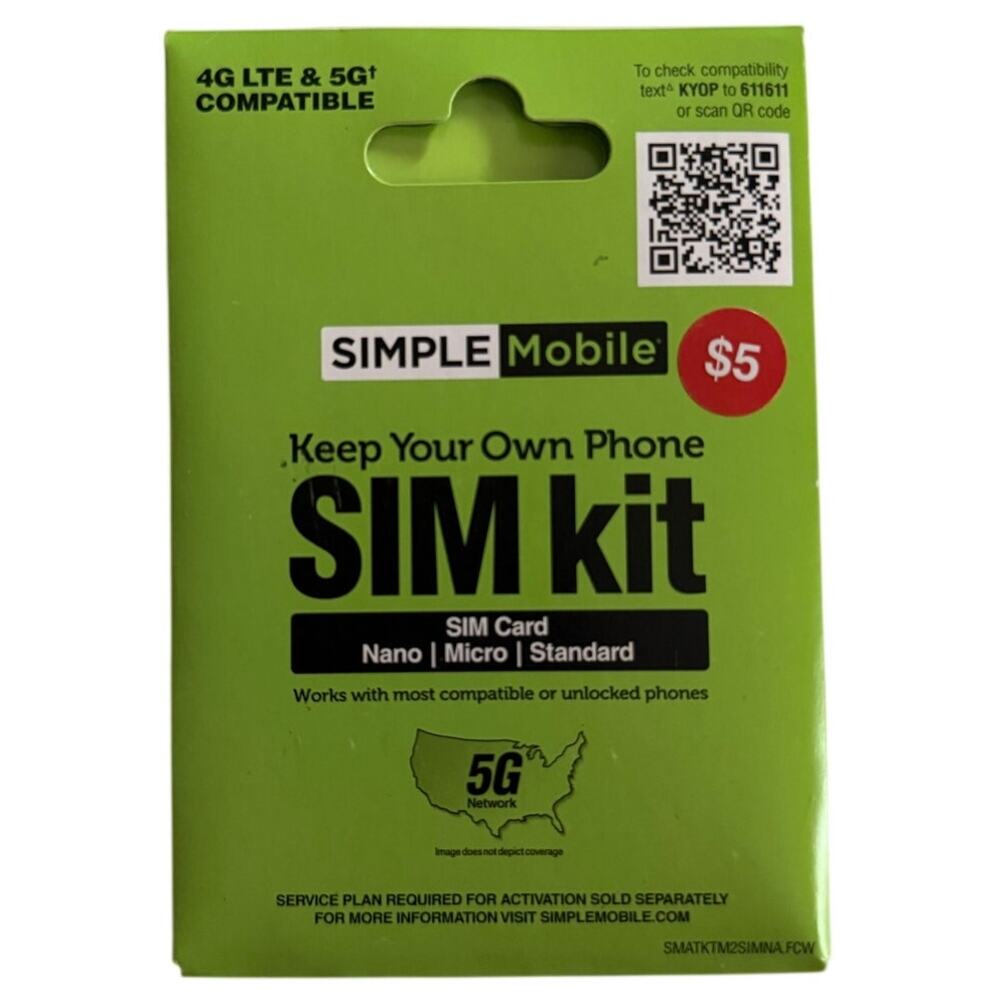 Simple Mobile Sim Kit Card NEW